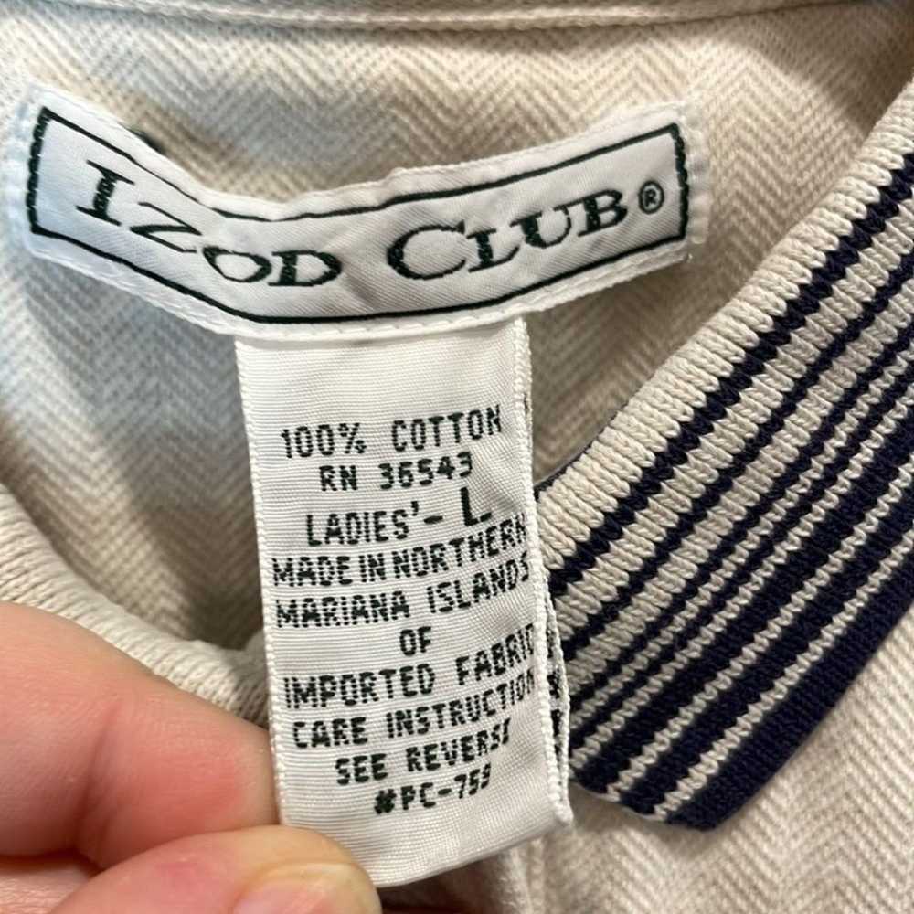 Vintage Izod Club Cream & Navy Cotton Polo Size L… - image 3