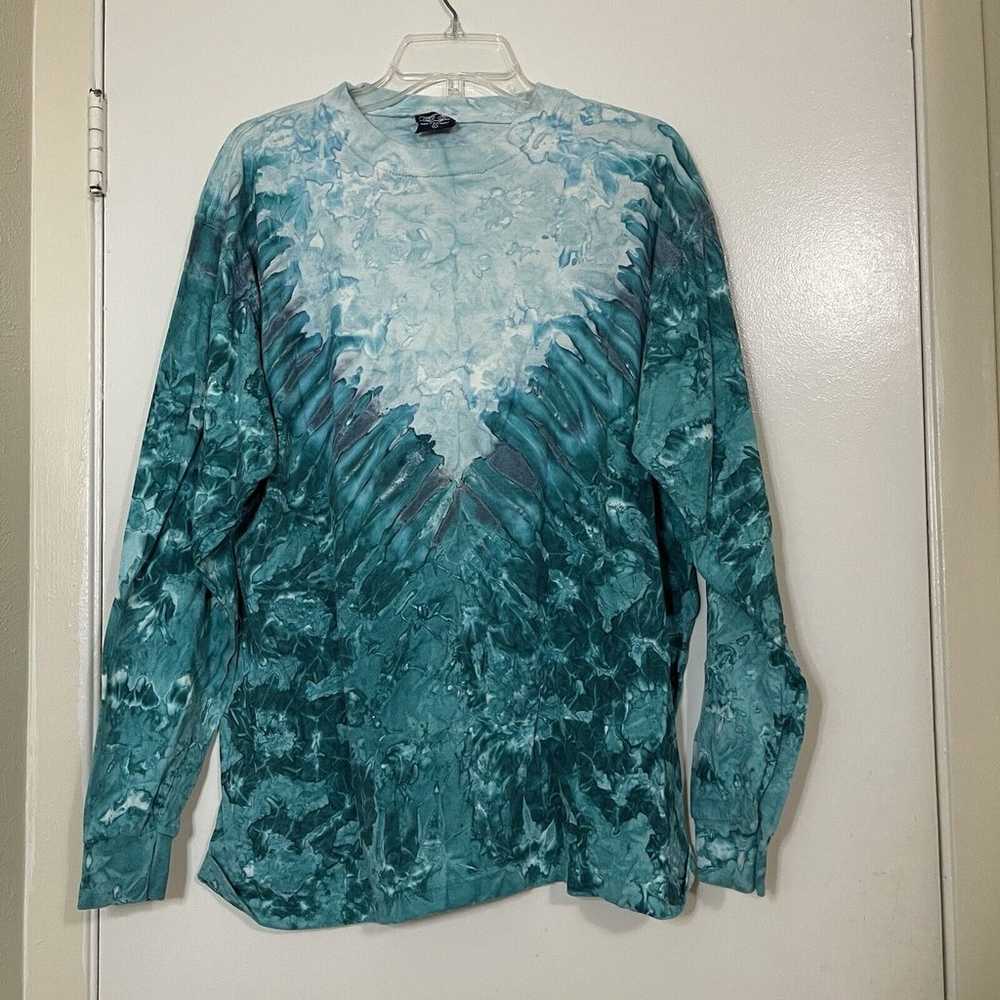 Vintage WG long sleeve blue aqua tie dye oversize… - image 1