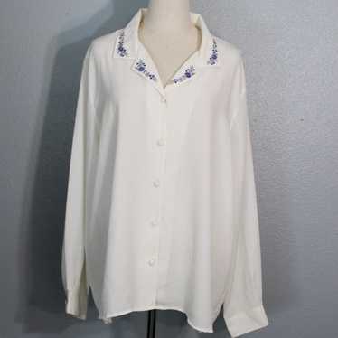 Alfred Dunner Embroidered Button Down Blouse Size… - image 1