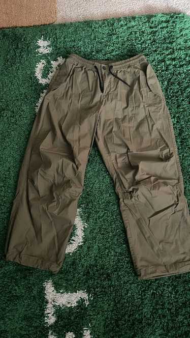 Streetwear Olive drawstring parachute baggy pants