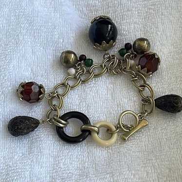 Vintage beaded mixed media  charm bracelet - image 1