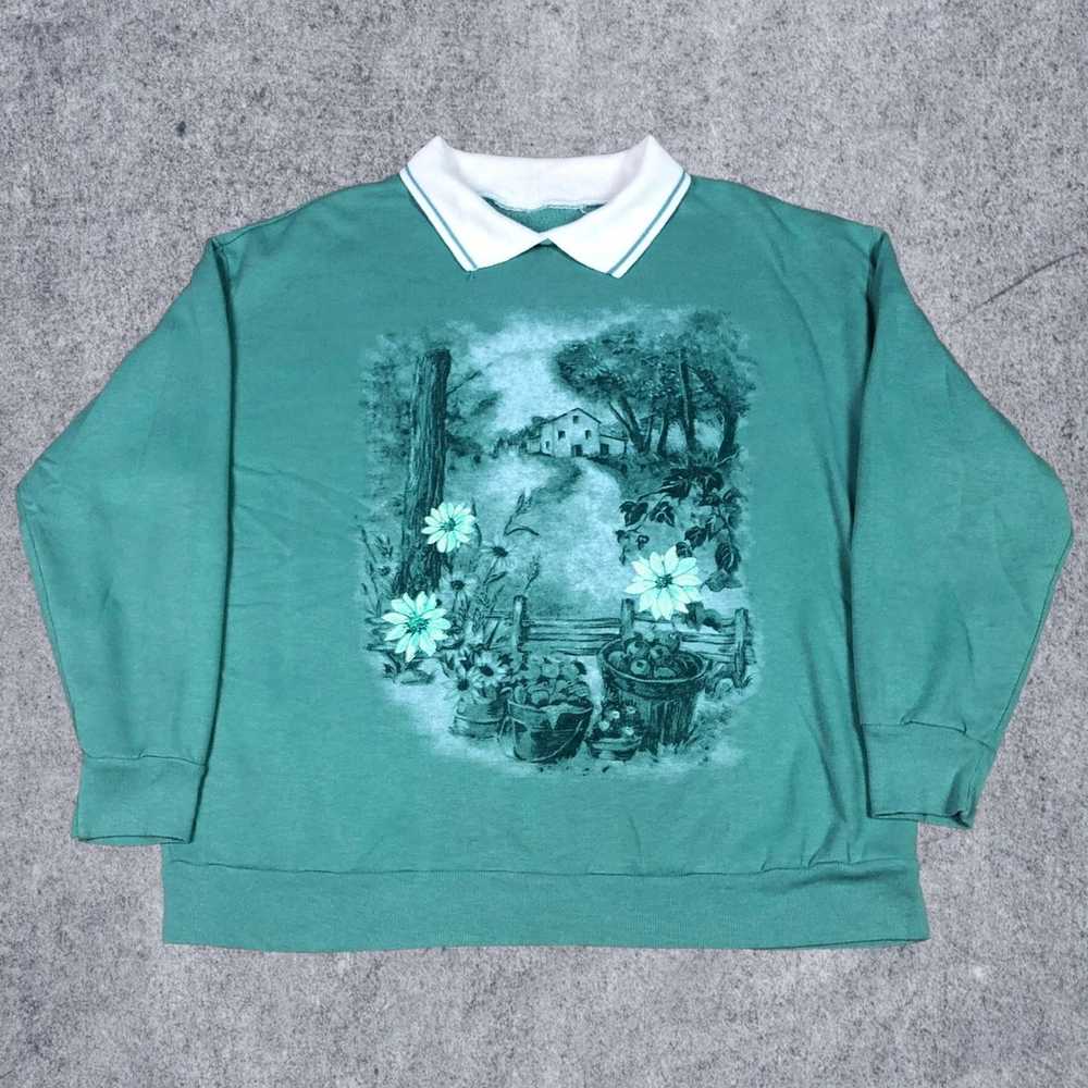 Vintage Vintage 90 Nature Collared Sweatshirt Wom… - image 1