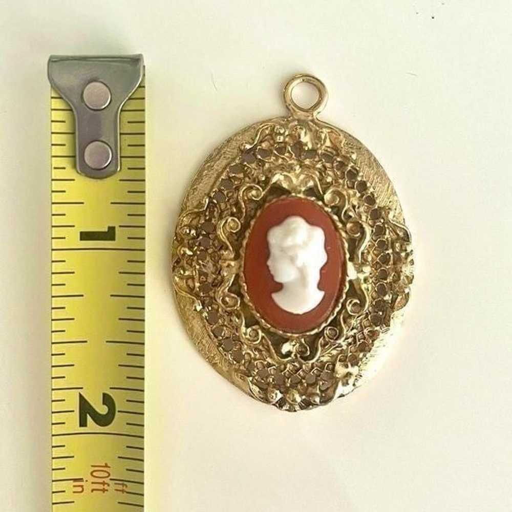 Vintage Classic Oval Cameo Pendant Surrounded by … - image 2