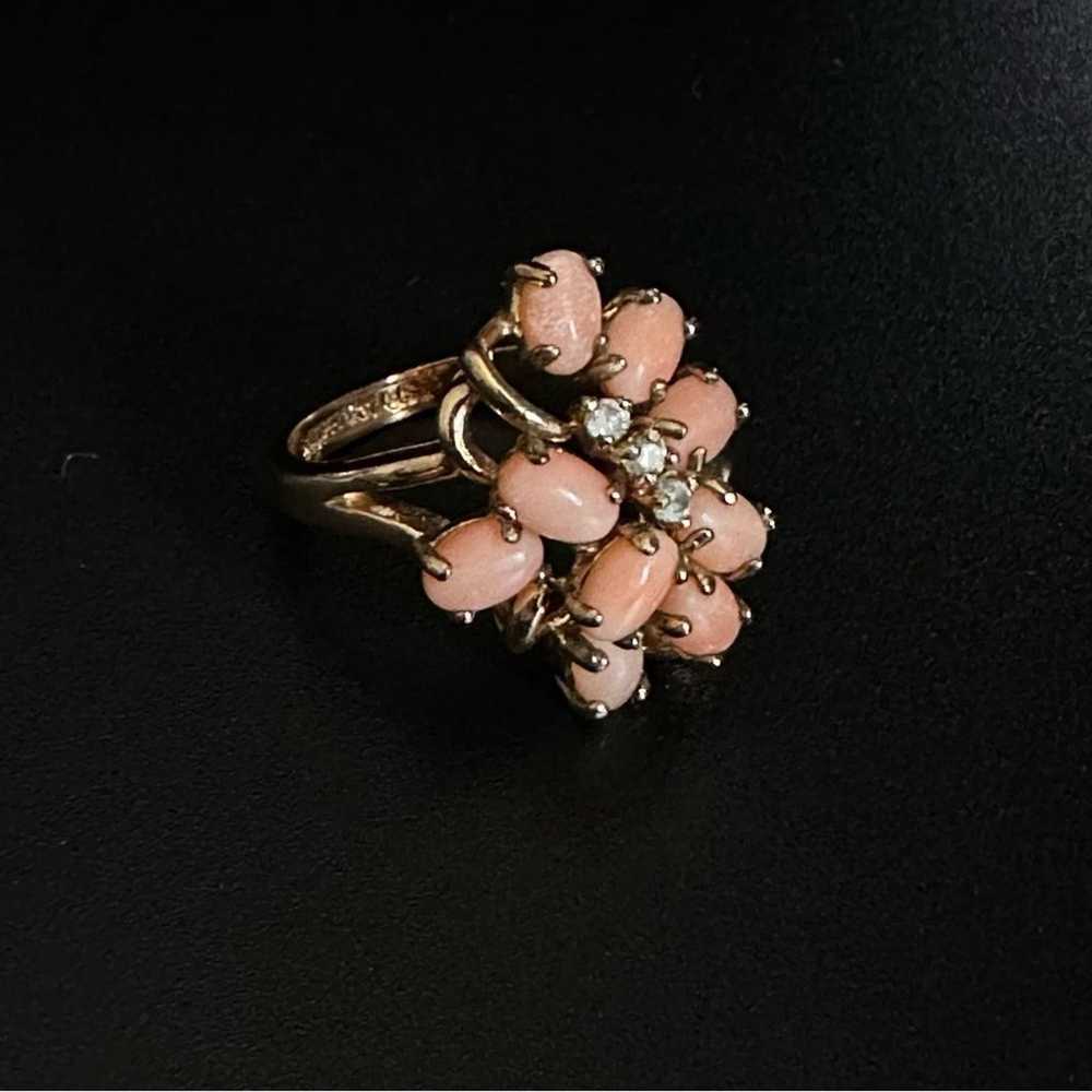 Vintage Uncas Coral Cluster And Glass Gold Plated… - image 4