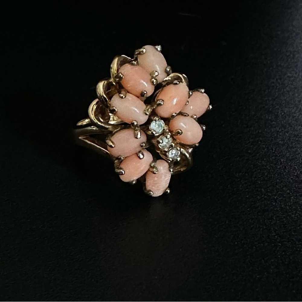 Vintage Uncas Coral Cluster And Glass Gold Plated… - image 5