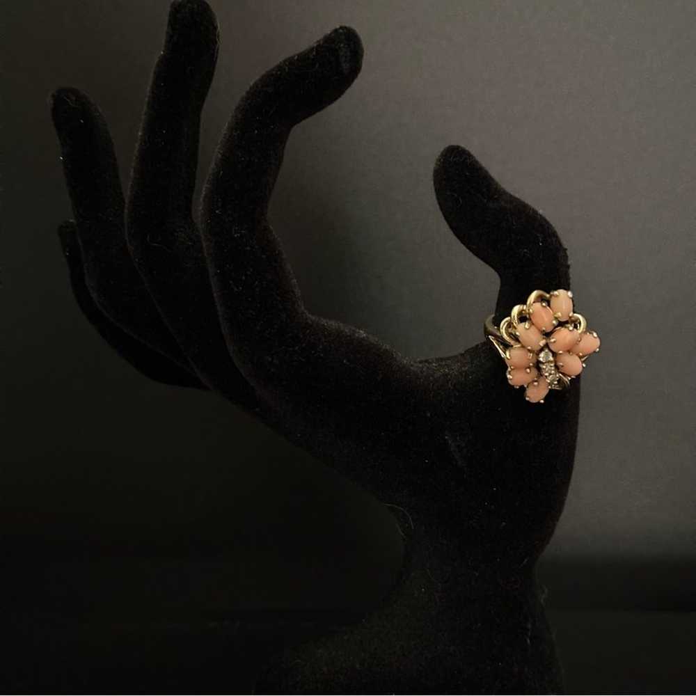 Vintage Uncas Coral Cluster And Glass Gold Plated… - image 9