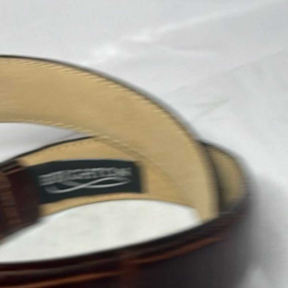 Brighton Brown Leather Belt Brass Hardware Croc E… - image 4