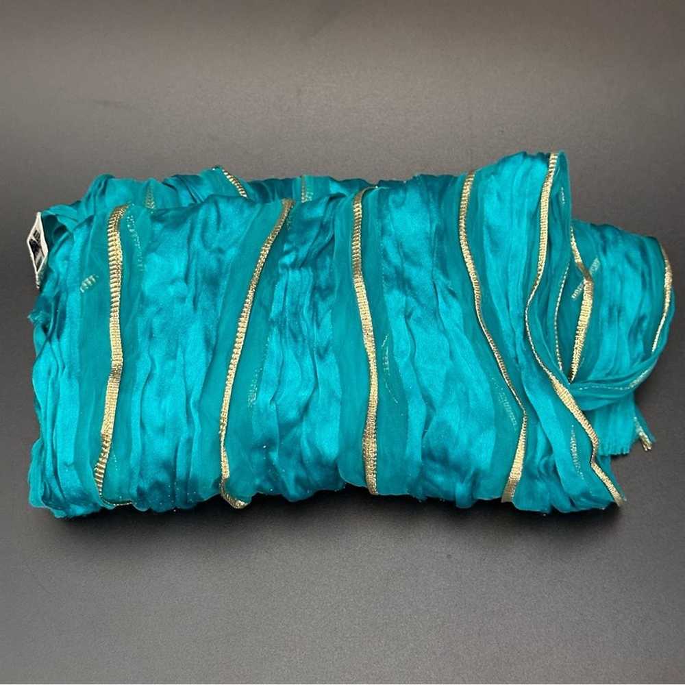 Vintage Oscar de la Renta Silk Turquoise Scarf Wi… - image 3
