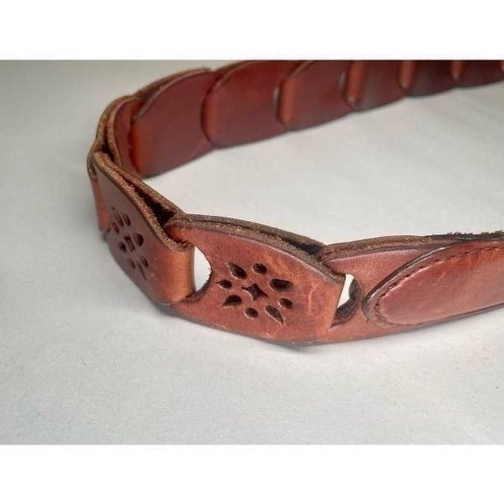 Vintage 90’s Brown Leather Belt Women's Size M We… - image 11