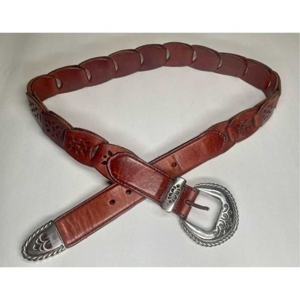 Vintage 90’s Brown Leather Belt Women's Size M We… - image 1