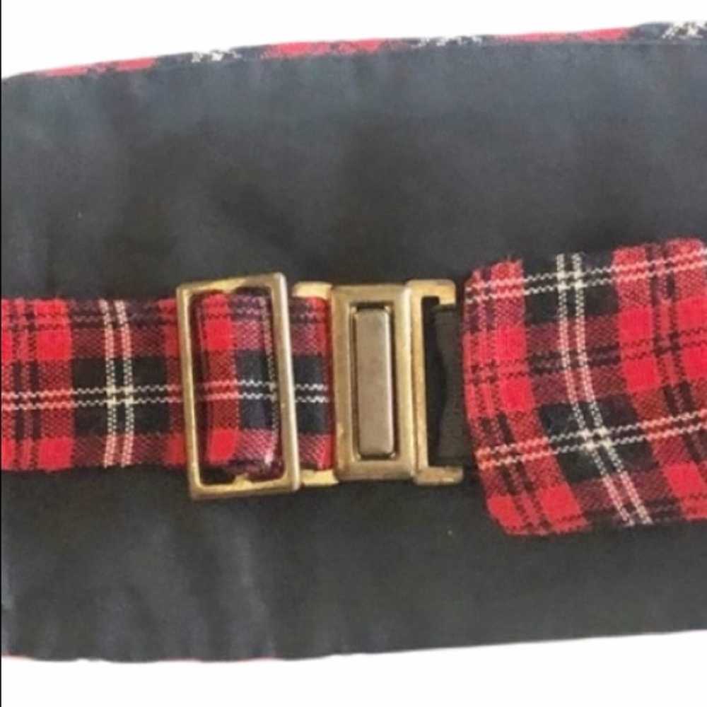 Vintage Red Black Plaid Tuxedo cummerbund belt VT… - image 4