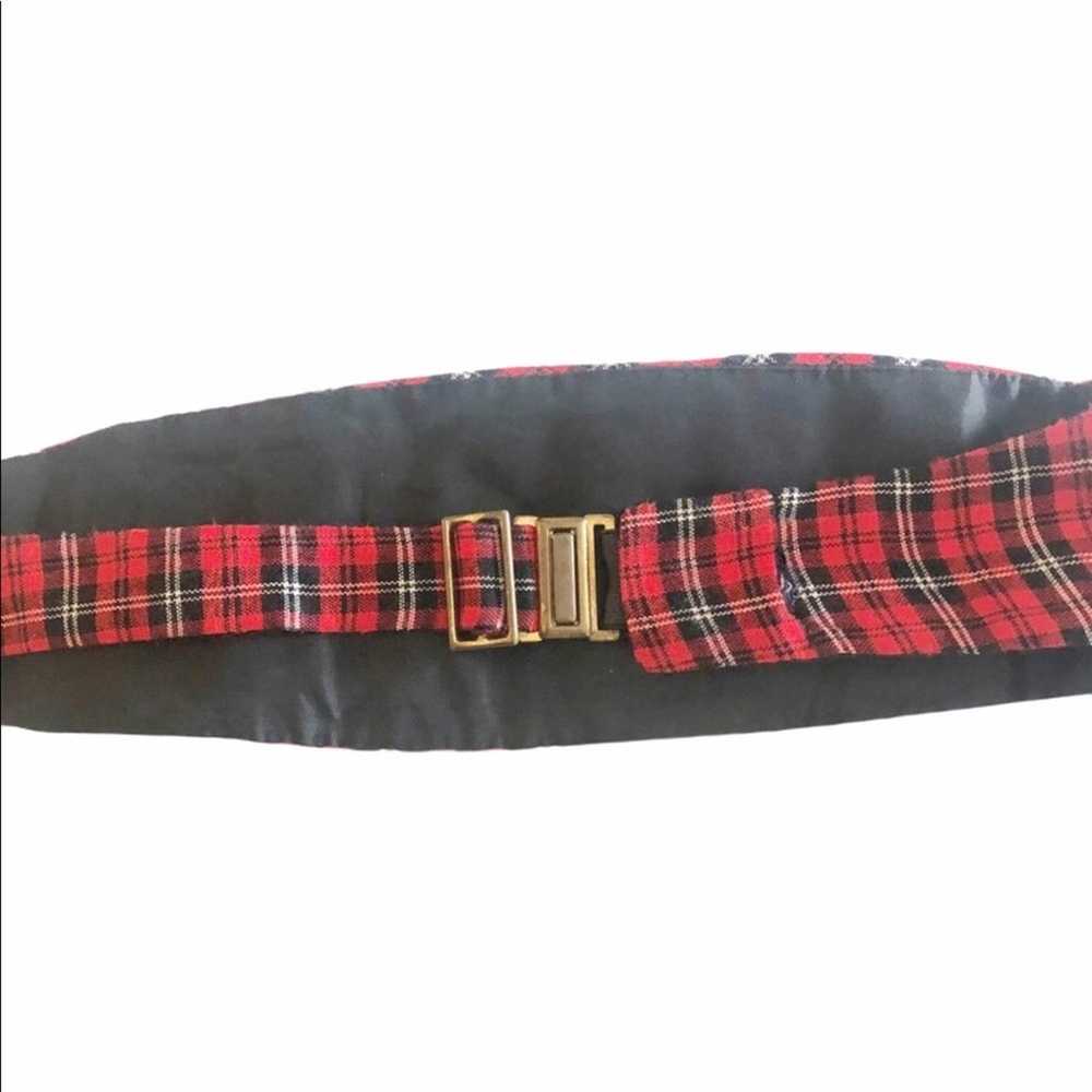 Vintage Red Black Plaid Tuxedo cummerbund belt VT… - image 5