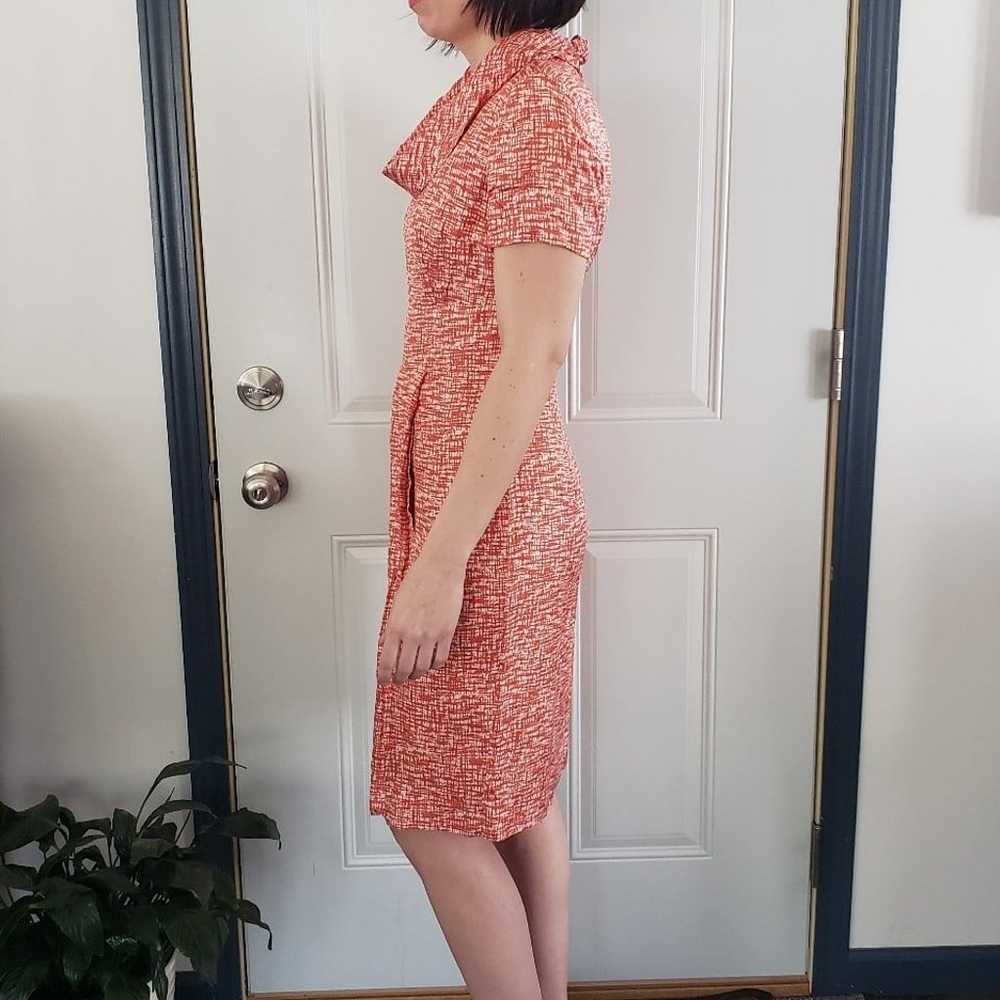 60s Home Made Red and White Silk(?) Dress - image 2