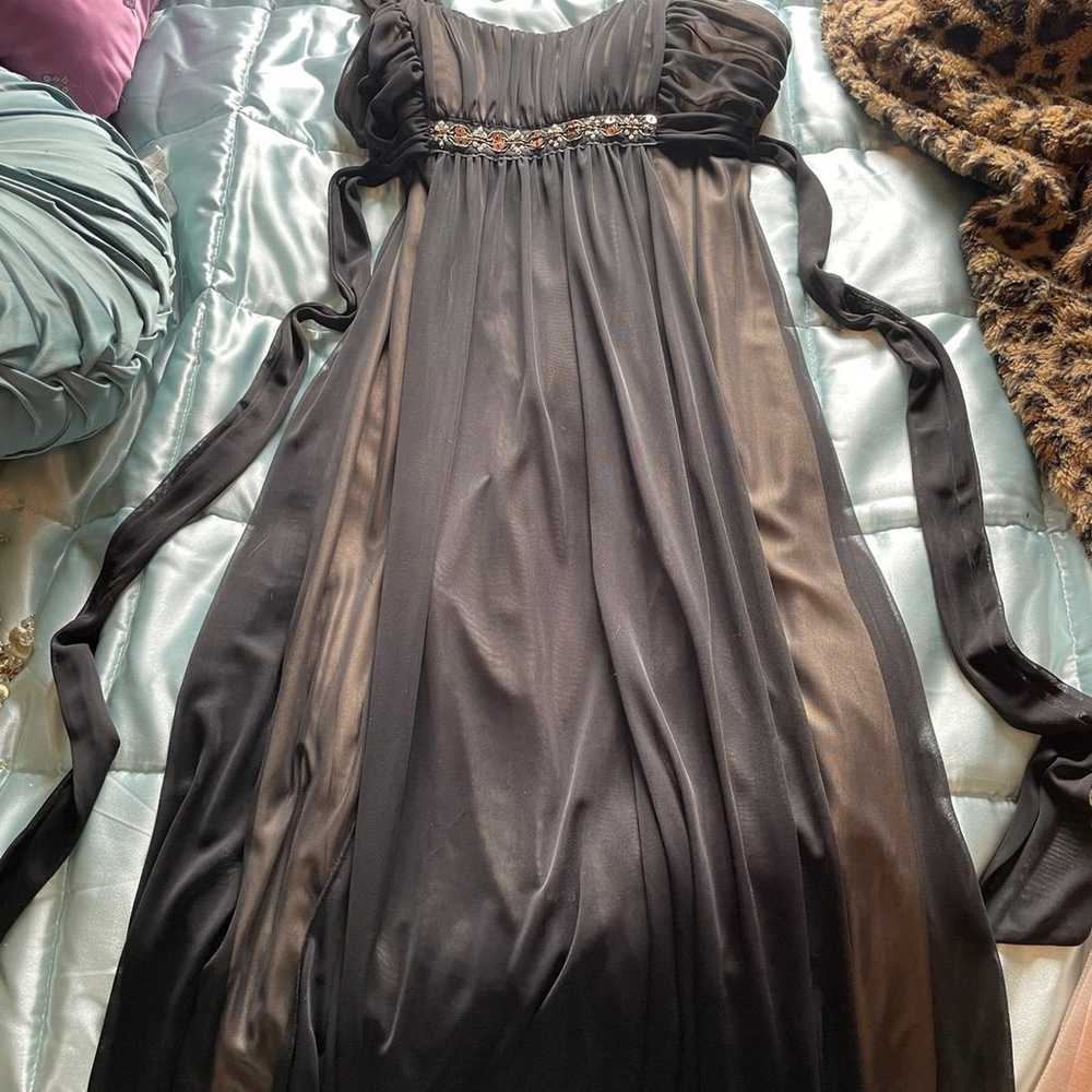 Vintage black beaded and ruched 2000’s dress - image 1