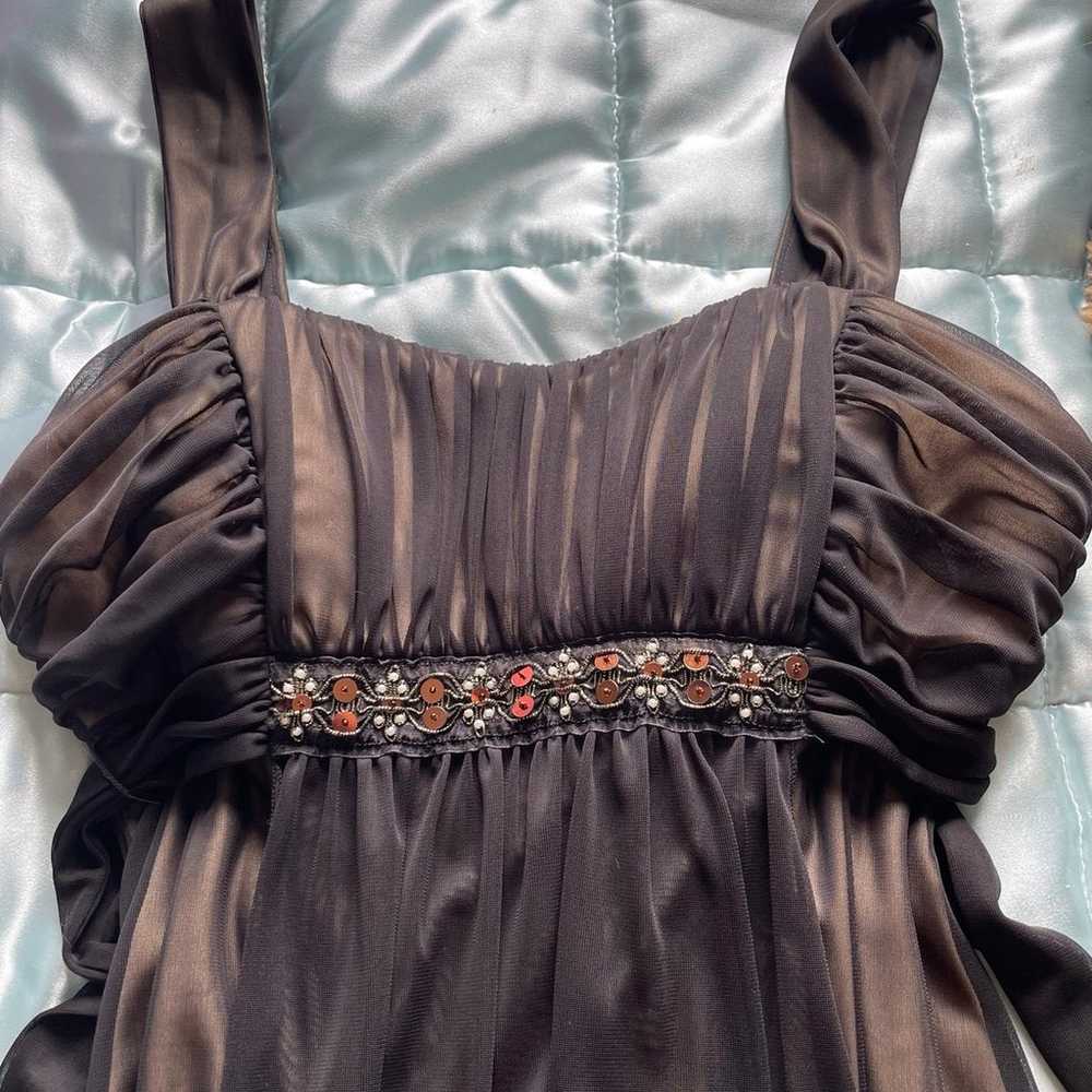 Vintage black beaded and ruched 2000’s dress - image 2