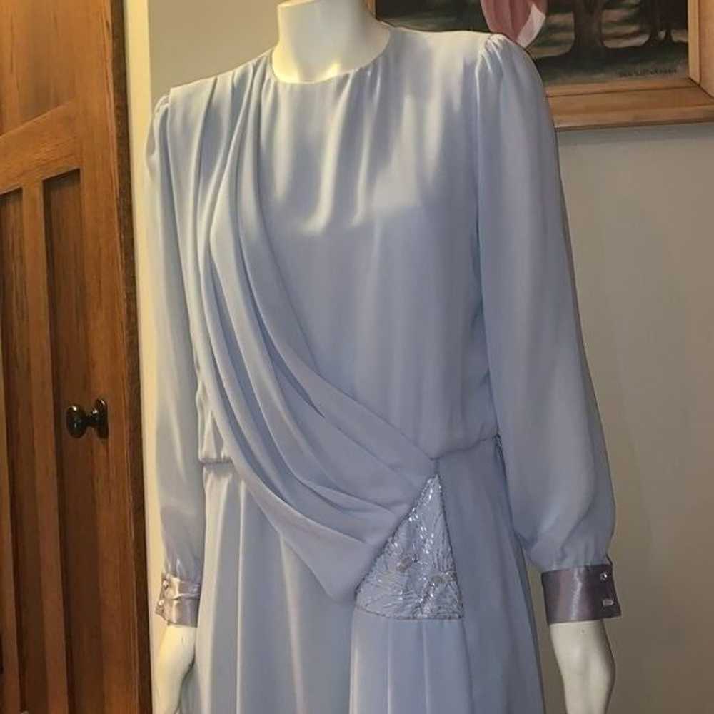 1980’s chiffon faux wrap pastel blue dress. 11/12 - image 5