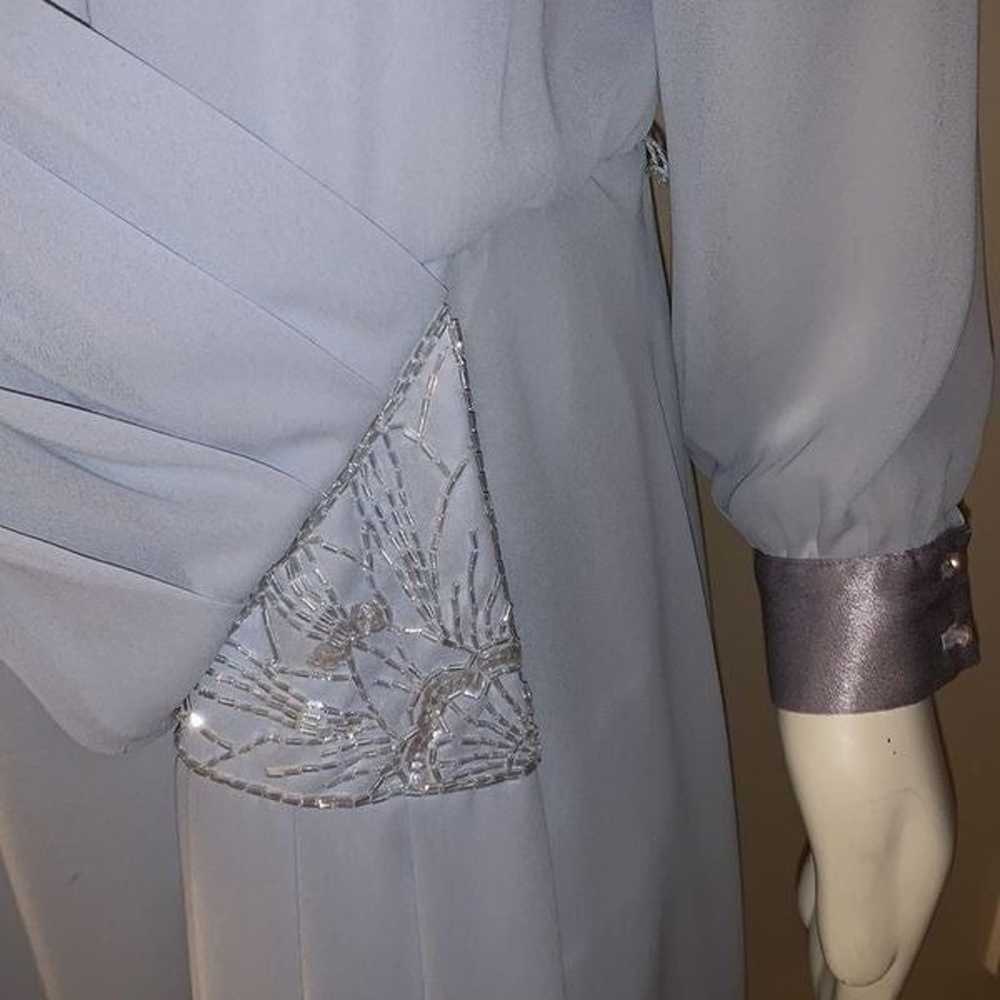 1980’s chiffon faux wrap pastel blue dress. 11/12 - image 6