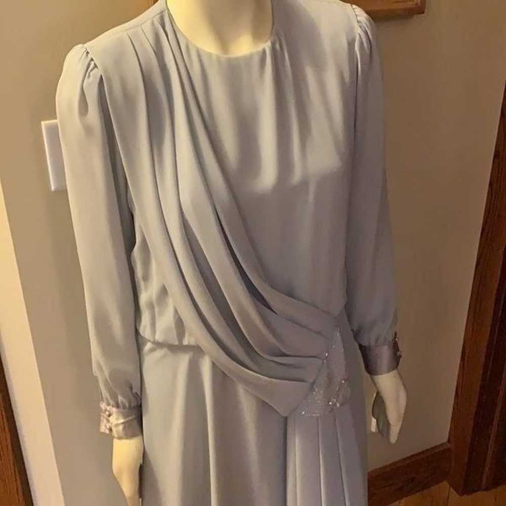 1980’s chiffon faux wrap pastel blue dress. 11/12 - image 8
