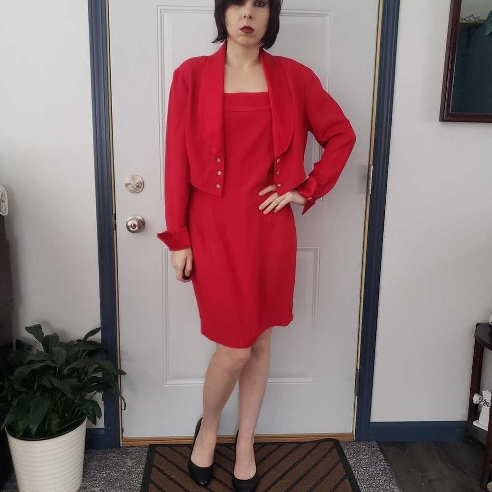 90s Red Party Dress with Jacket - image 4