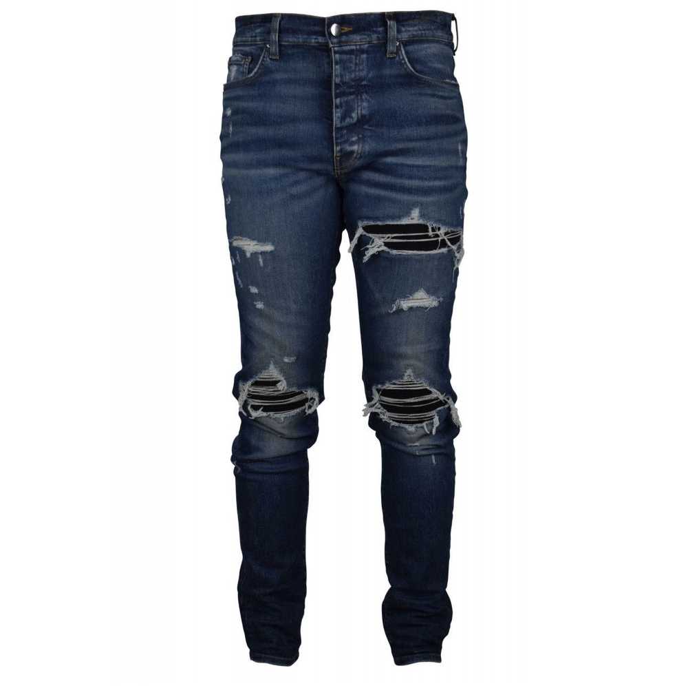 Amiri Mx1 Leather Quiltied Patch Skinny Jeans - image 5