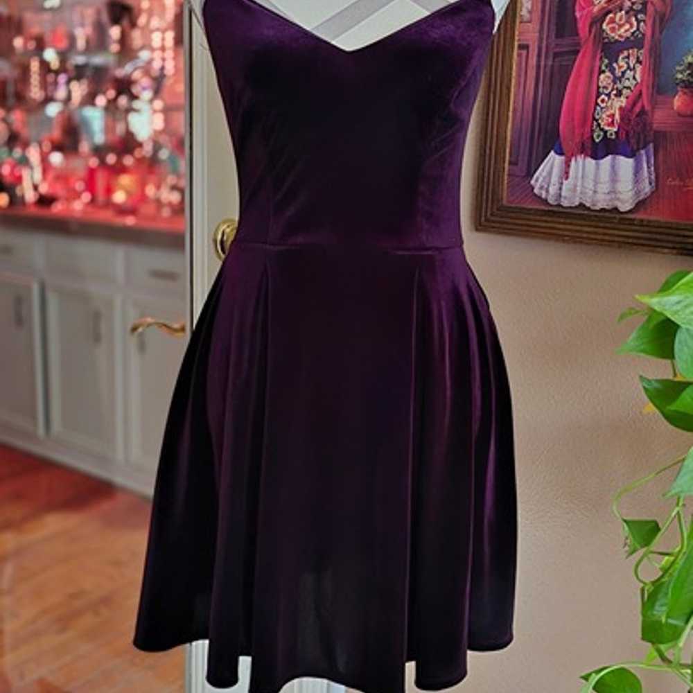 Vintage 90's Purple Vampy Witchy Velvet Skater Mi… - image 1