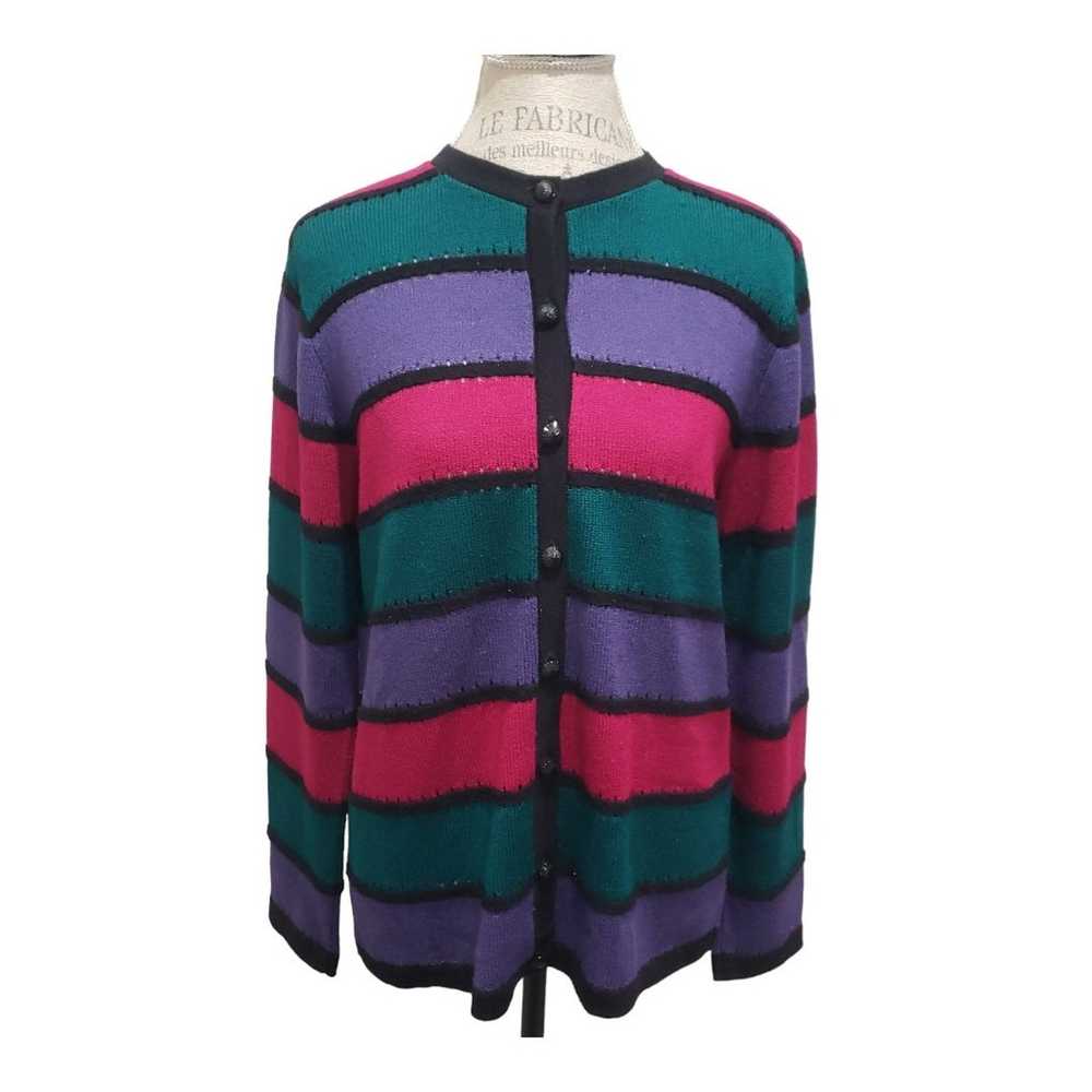 Alfred Dunner Multi Color Striped Button Up Long … - image 1