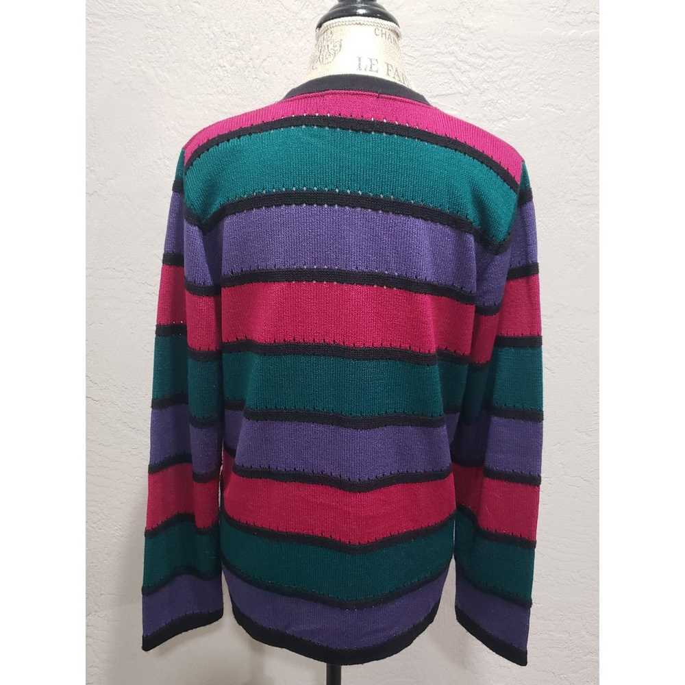 Alfred Dunner Multi Color Striped Button Up Long … - image 2