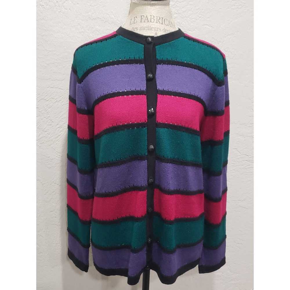 Alfred Dunner Multi Color Striped Button Up Long … - image 7