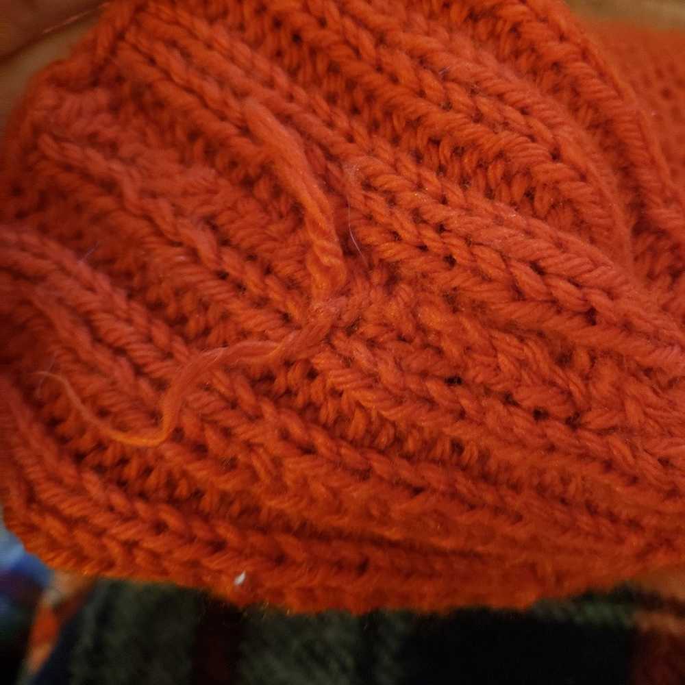 70s Orange Knit Poncho - image 4