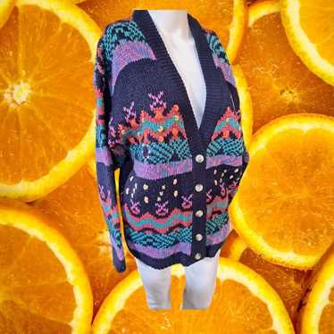 Vintage IVY Colorful Button Up Cardigan Sweater Si