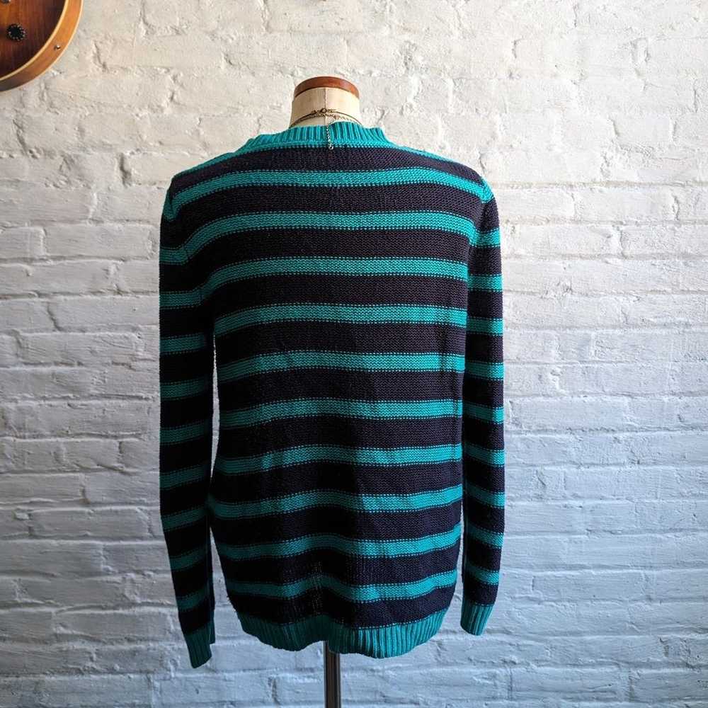 Y2K Vintage Black Stripe Knit Grandpa Sweater Min… - image 5