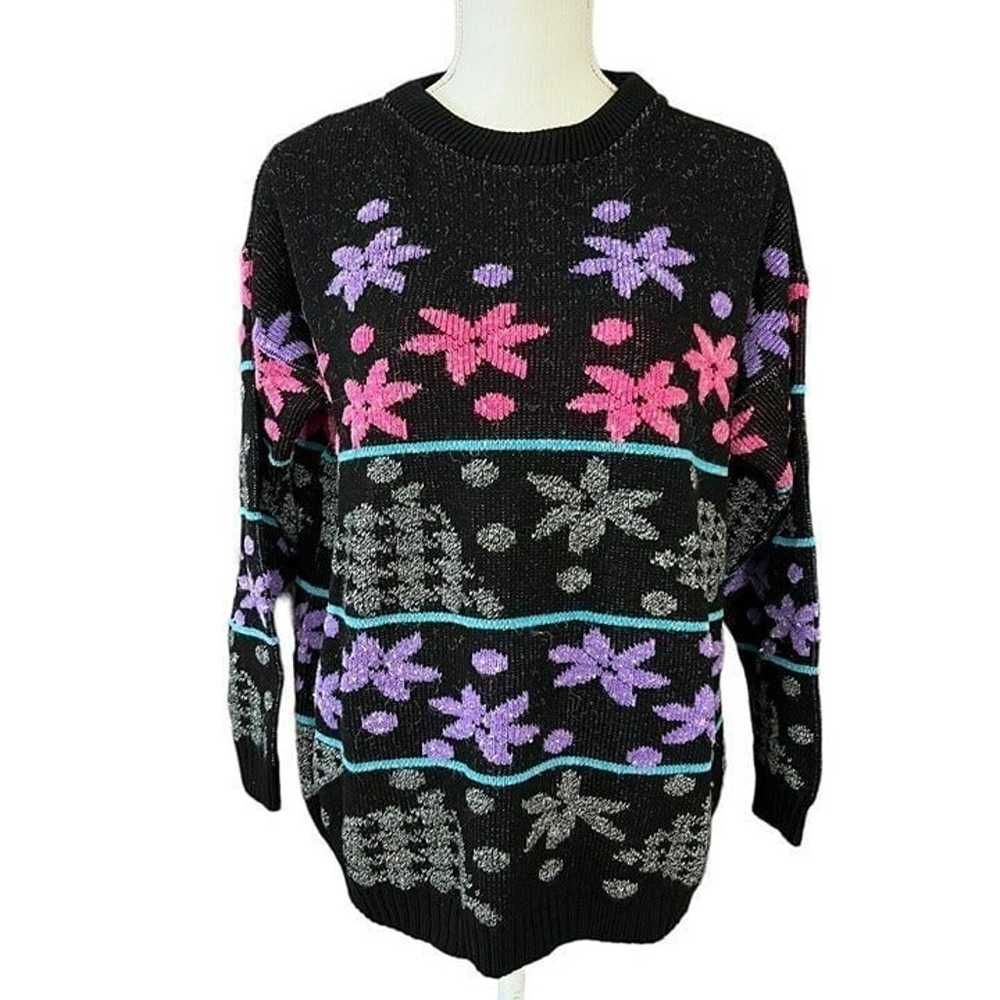 Bay Point Threads Black and Neon Purple Blue Pink… - image 1