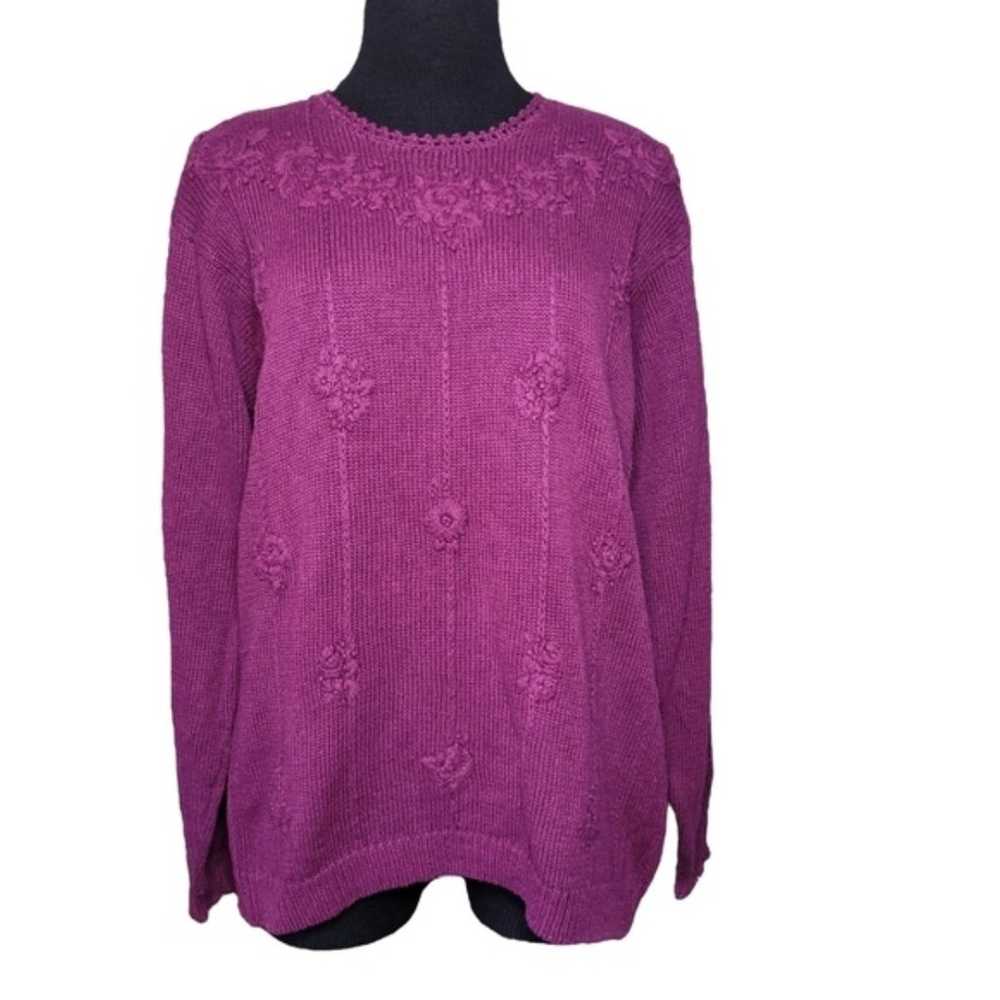 Signature by Nothern Isles Sweater Purple Floral … - image 1