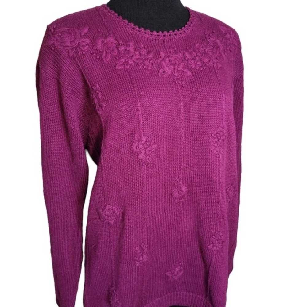 Signature by Nothern Isles Sweater Purple Floral … - image 2