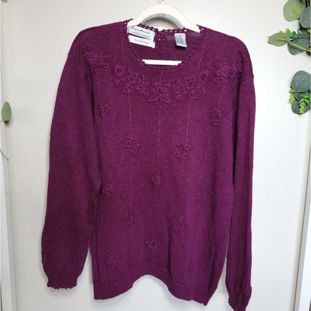 Signature by Nothern Isles Sweater Purple Floral … - image 6