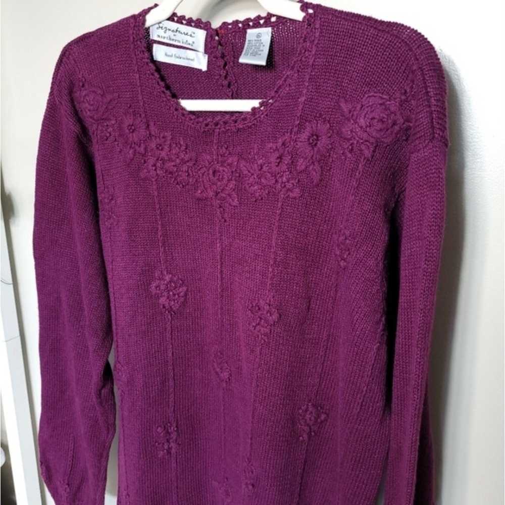 Signature by Nothern Isles Sweater Purple Floral … - image 7
