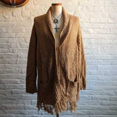 90s Vintage Neutral Chunky Woven Knit Cardigan Ov… - image 1