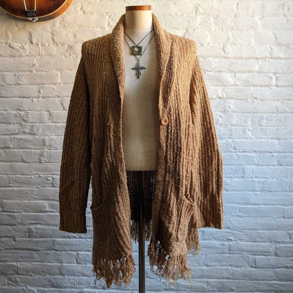 90s Vintage Neutral Chunky Woven Knit Cardigan Ov… - image 6
