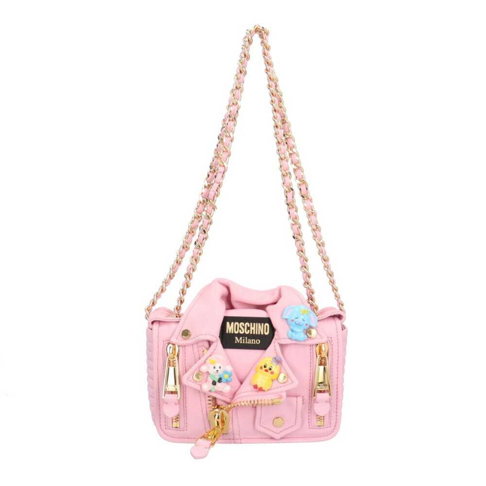 Moschino Moschino Biker Shoulder Bag Leather Pink… - image 1