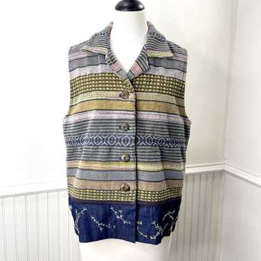 Ivy Size S Tapestry Vest Woven Vtg Striped Southw… - image 1