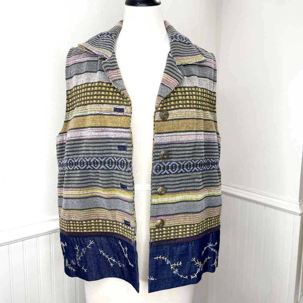 Ivy Size S Tapestry Vest Woven Vtg Striped Southw… - image 2