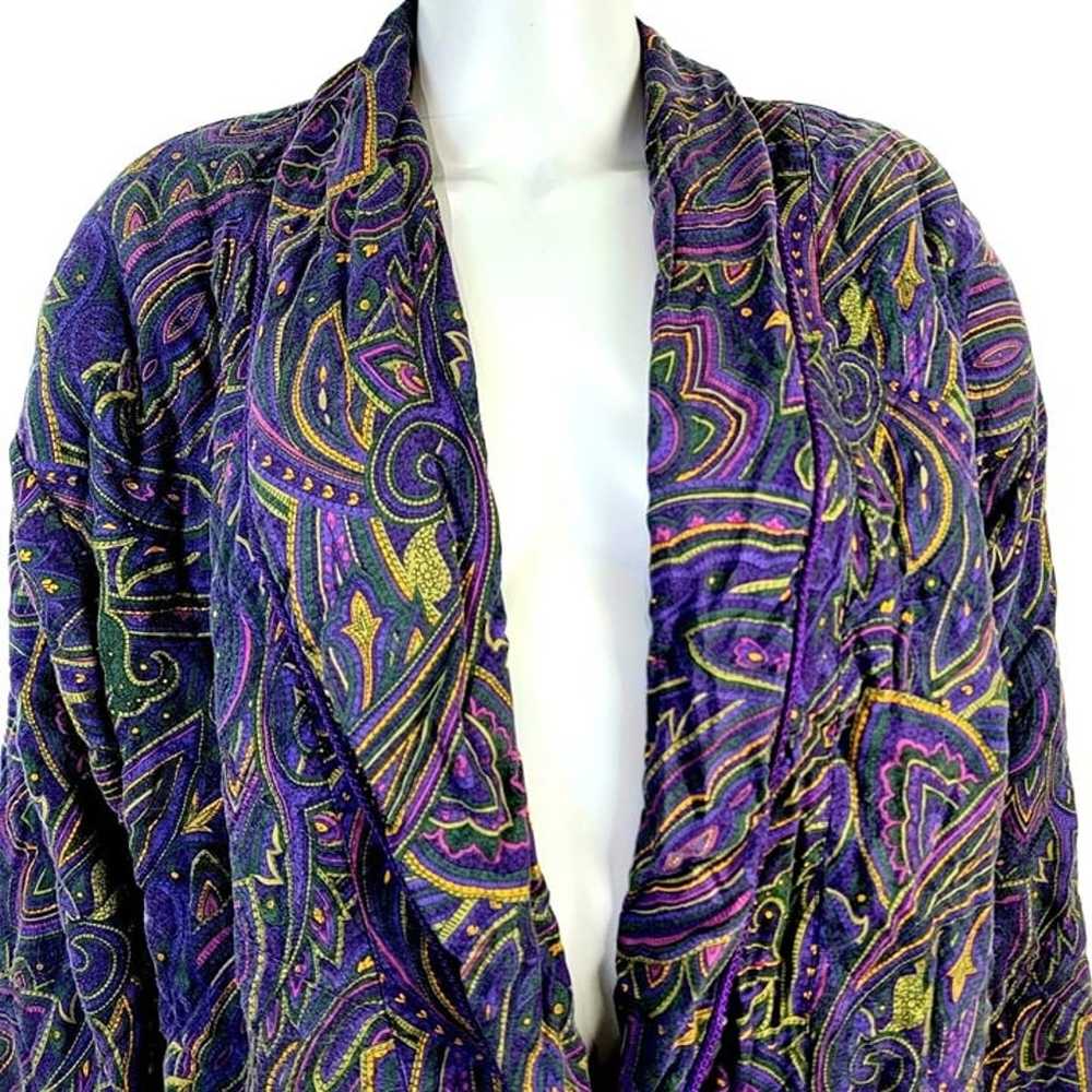 Vintage 80s Quilt Jacket Women 14 XL Purple Color… - image 10