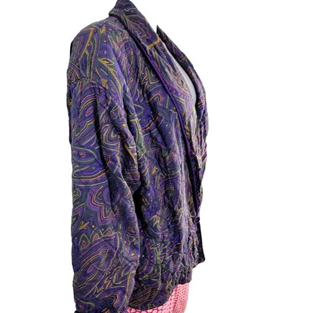 Vintage 80s Quilt Jacket Women 14 XL Purple Color… - image 11