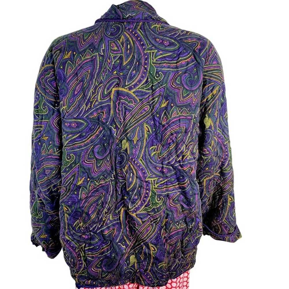 Vintage 80s Quilt Jacket Women 14 XL Purple Color… - image 8