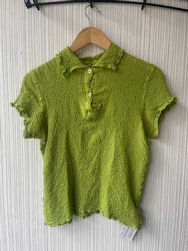 Issey Miyake ME lime green cotton blend crinkly to