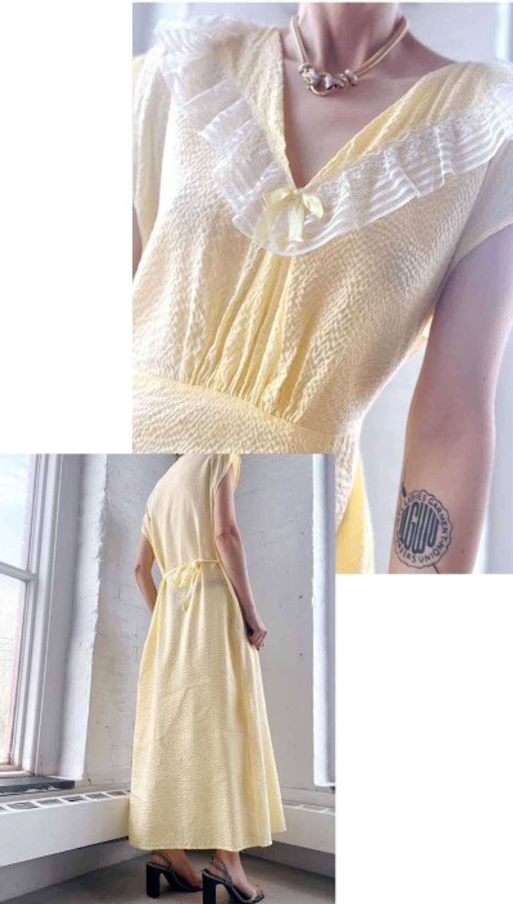 40s seersucker sunshine cotton slip dress - image 4