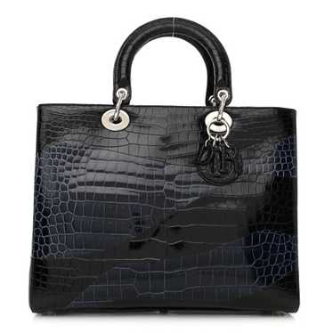 CHRISTIAN DIOR Crocodile Large Lady Dior Navy Bla… - image 1