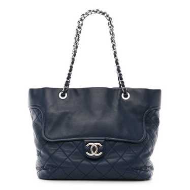 CHANEL Calfskin Large Front Flap Tote Navy - image 1