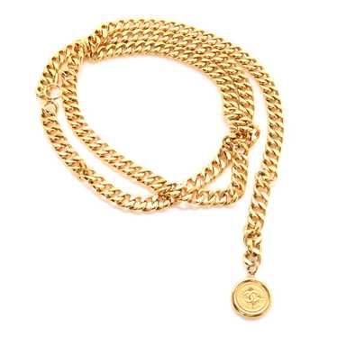 CHANEL Metal Chain CC Medallion Belt Gold