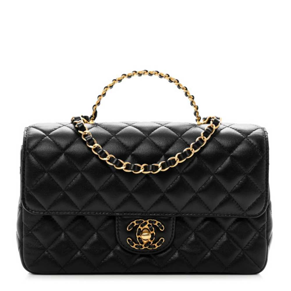 CHANEL Lambskin Quilted Small Strass On Top Flap … - image 1